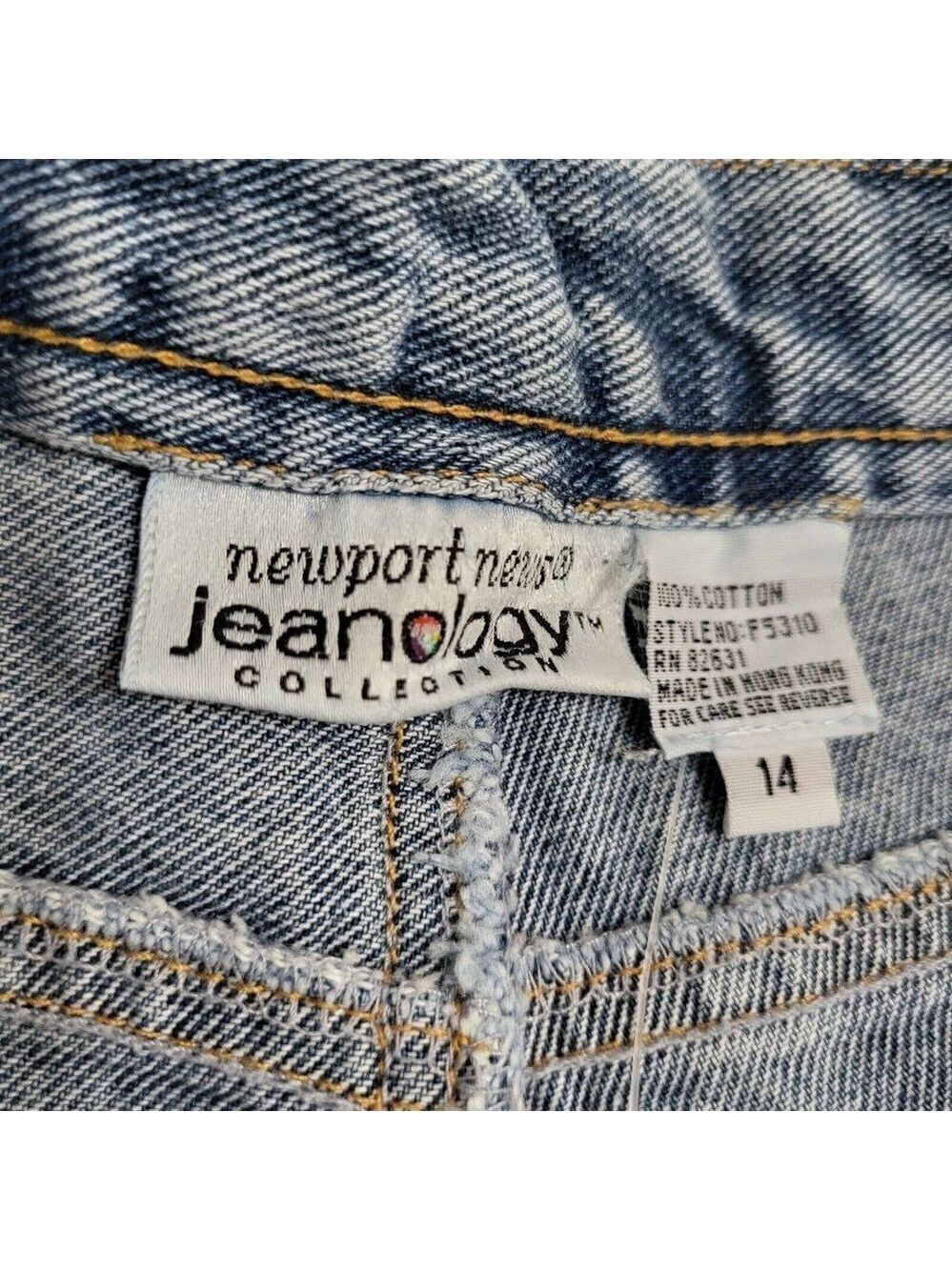 𝅺NEWPORT News Jeanology High Rise Mom Jeans Blue Denim Tie Closure Size 14 - Picture 8 of 9